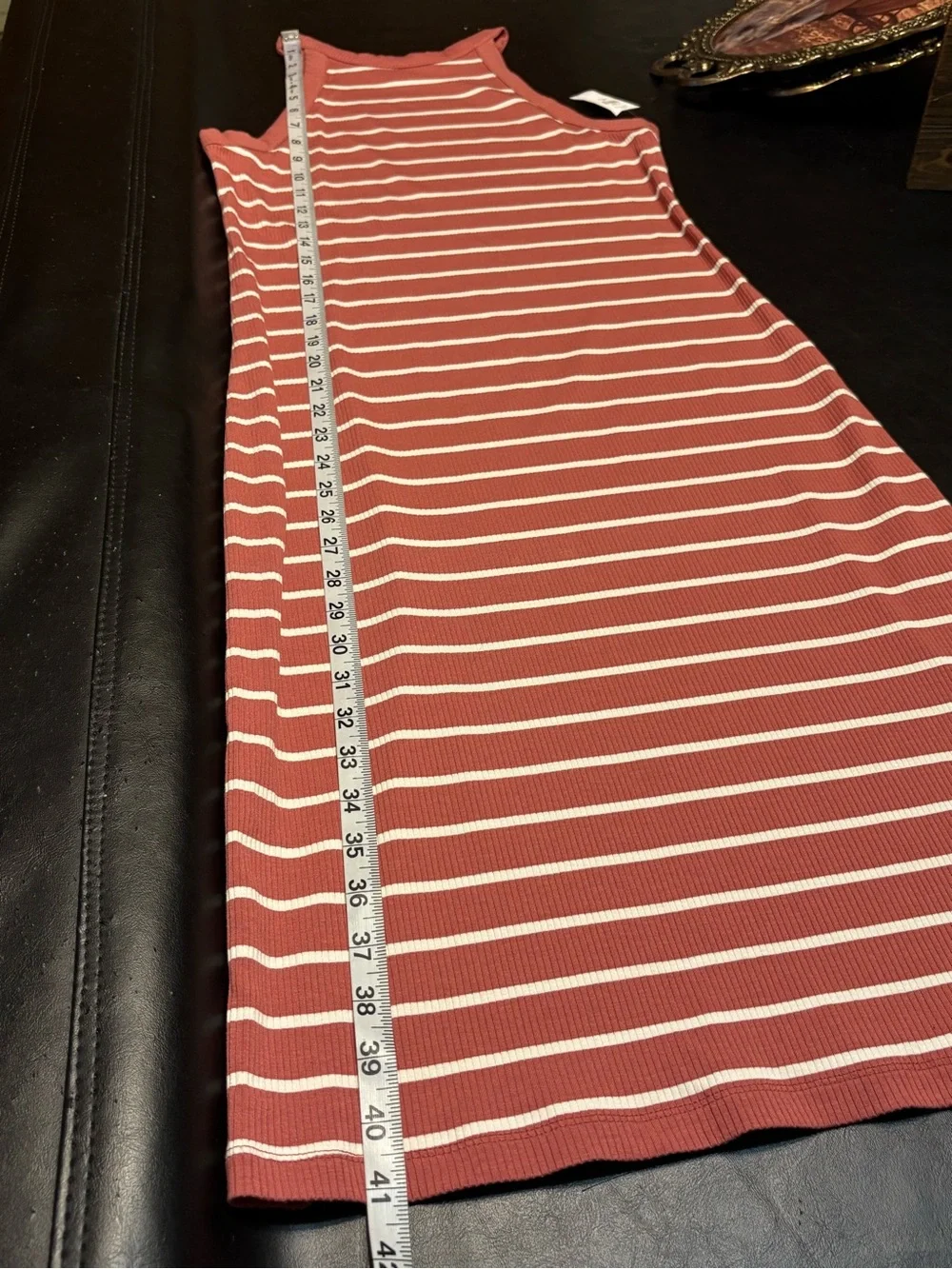 Old Navy Ribbed Halter Midi Dress in Rust and White Stripes size SP NWT